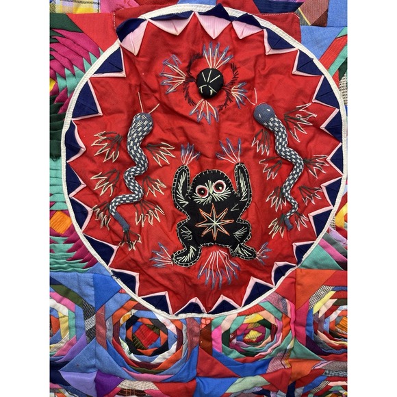 Bai Jia Bei‎ Handmade Chinese Quilted Tapestry Snake Frog Wall Hanging 3D Folk - Picture 5 of 10